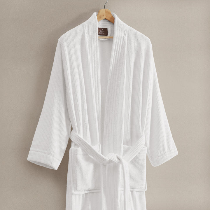 Egyptian Cotton Ribbed Robe Bathrobe By Pure Parima
