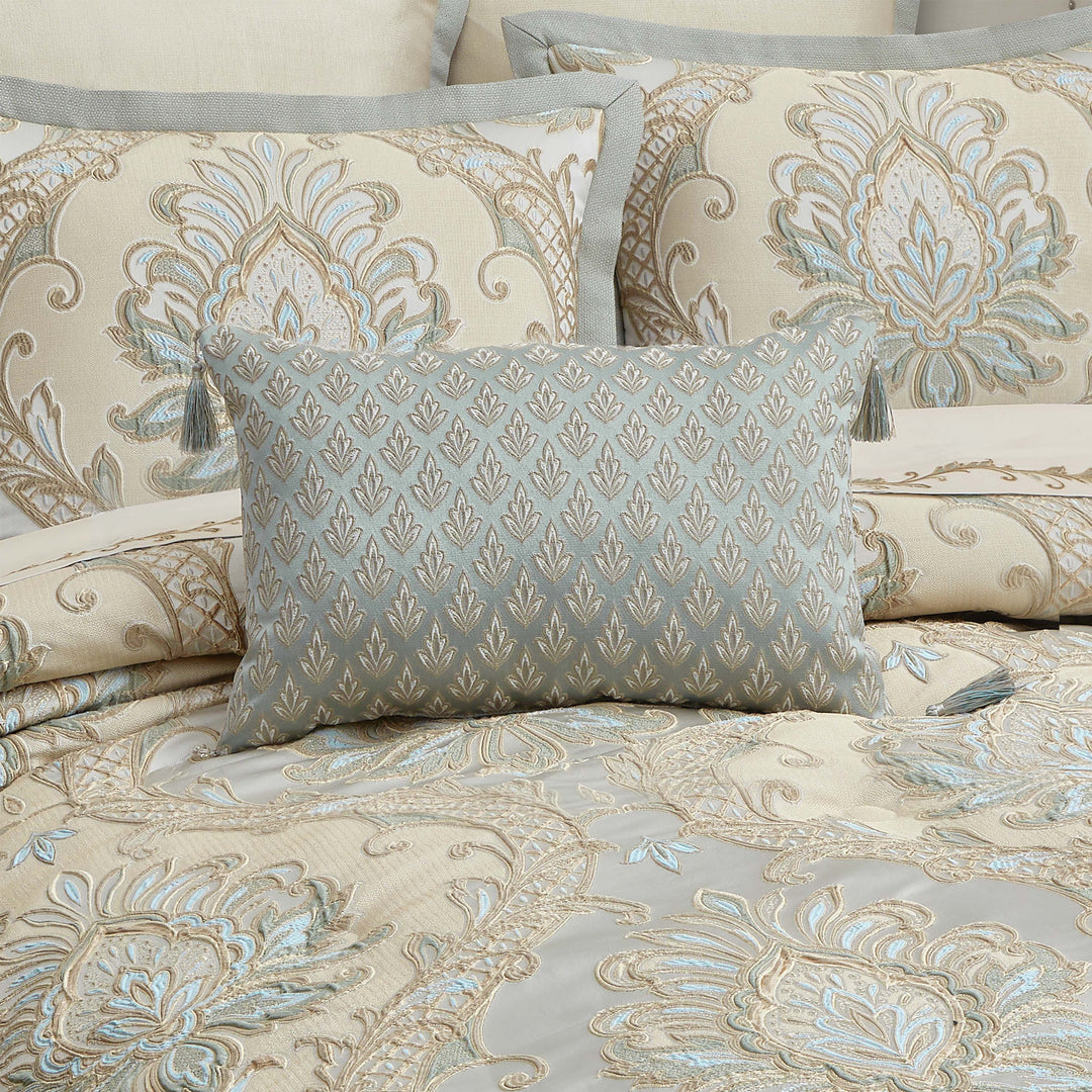 Rita Blue Bouoir Decorative Throw Pillow 21" x 14" Throw Pillows By J. Queen New York