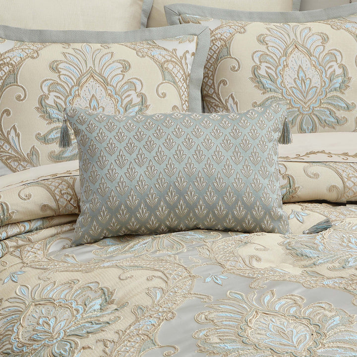 Rita Blue Bouoir Decorative Throw Pillow 21" x 14" Throw Pillows By J. Queen New York