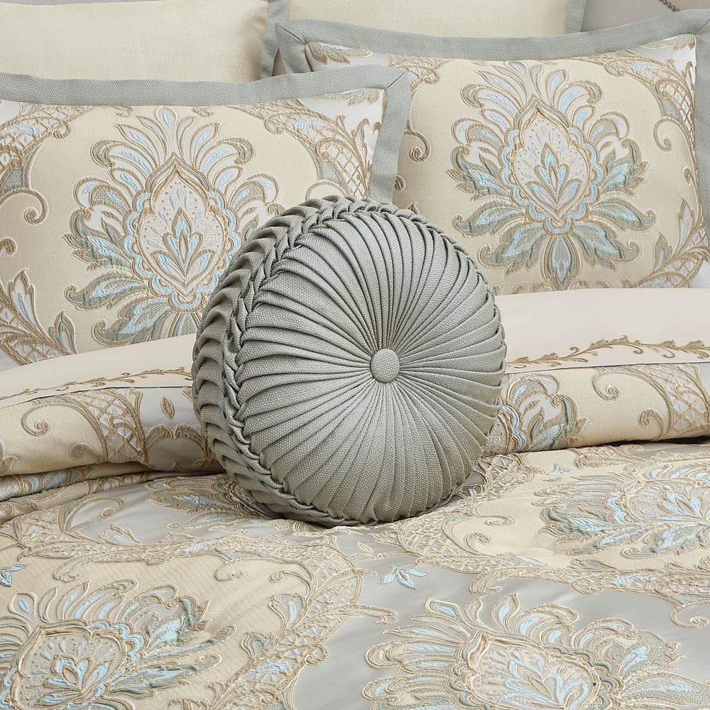 Rita Sage Tufted Round Decorative Throw Pillow 15" x 15" Throw Pillows By J. Queen New York