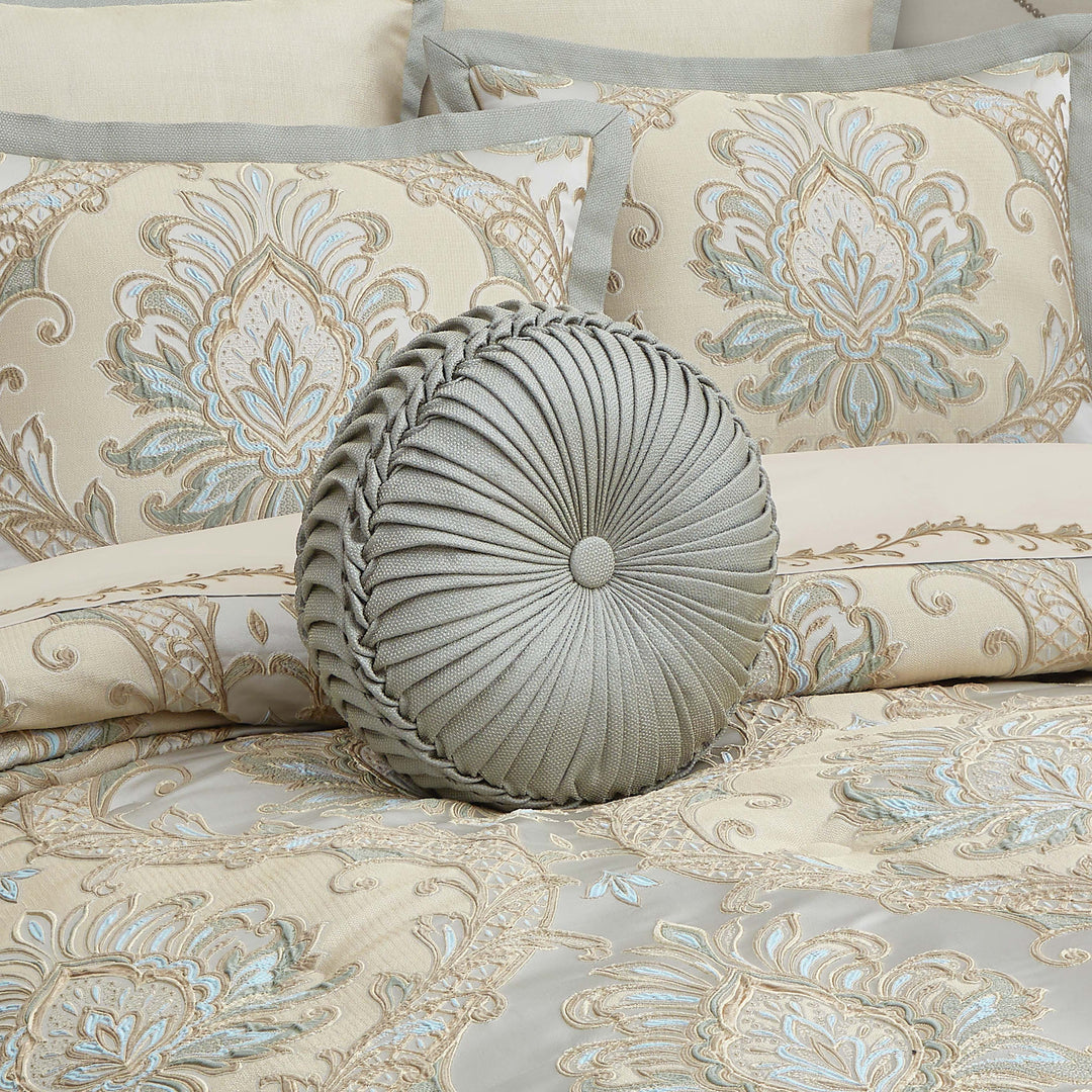 Rita Sage Tufted Round Decorative Throw Pillow 15" x 15" Throw Pillows By J. Queen New York