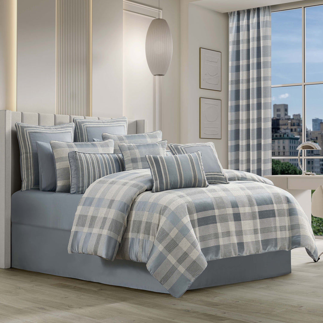 Rocco Blue 4 Piece Comforter Set Comforter Sets By J. Queen New York
