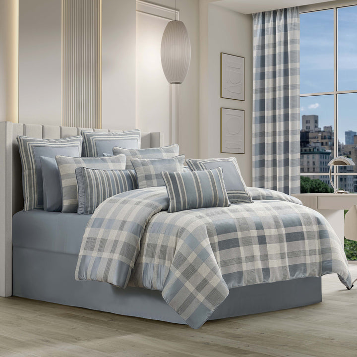 Rocco Blue 4 Piece Comforter Set Comforter Sets By J. Queen New York