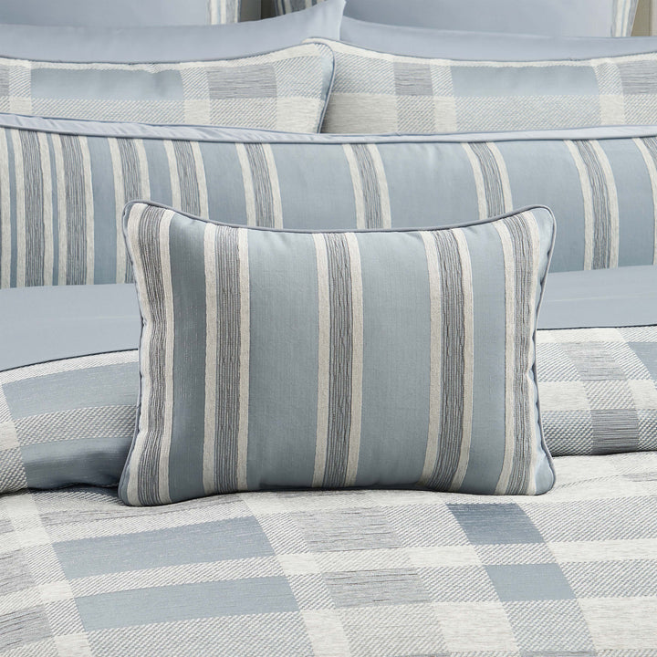 Rocco Blue Boudoir Decorative Throw Pillow 20" x 14" Throw Pillows By J. Queen New York
