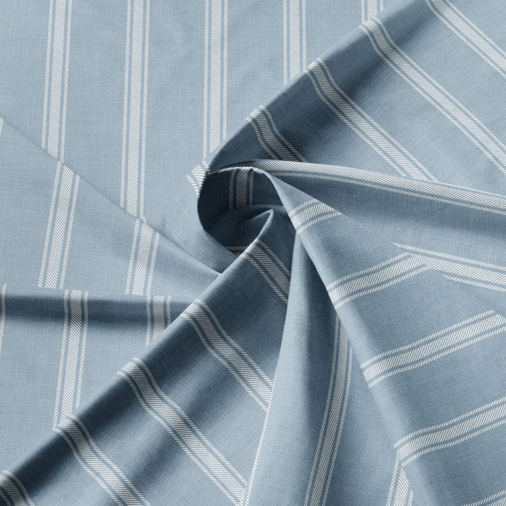 Shay Broad Tic Stripe Cornflower Blue 8 Piece Comforter Set Comforter Sets By Colcha Linens