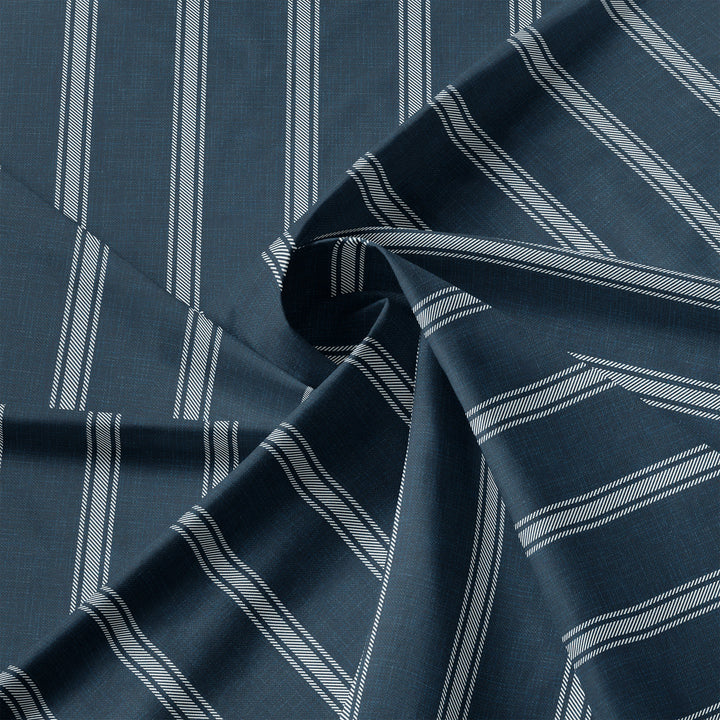 Shay Broad Tic Stripe Dark Denim 8 Piece Comforter Set Comforter Sets By Colcha Linens