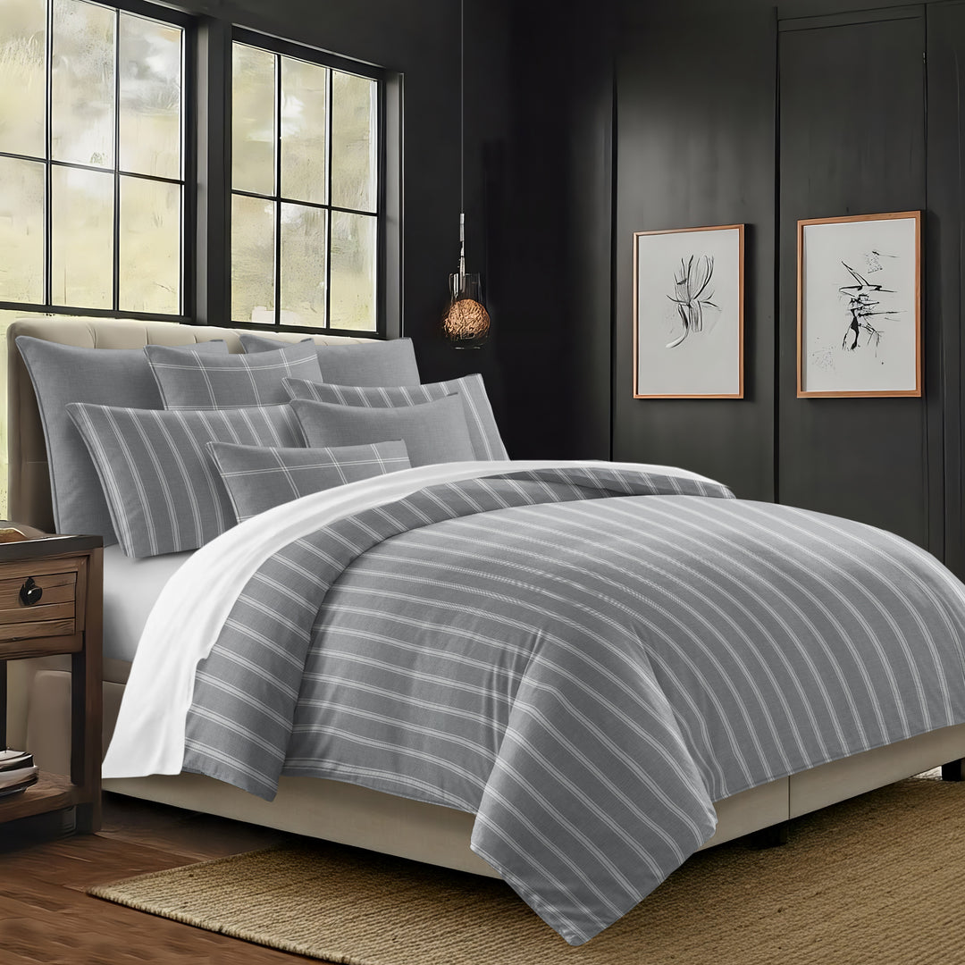 Shay Broad Tic Stripe Gray 8 Piece Coverlet Set Coverlet By Colcha Linens