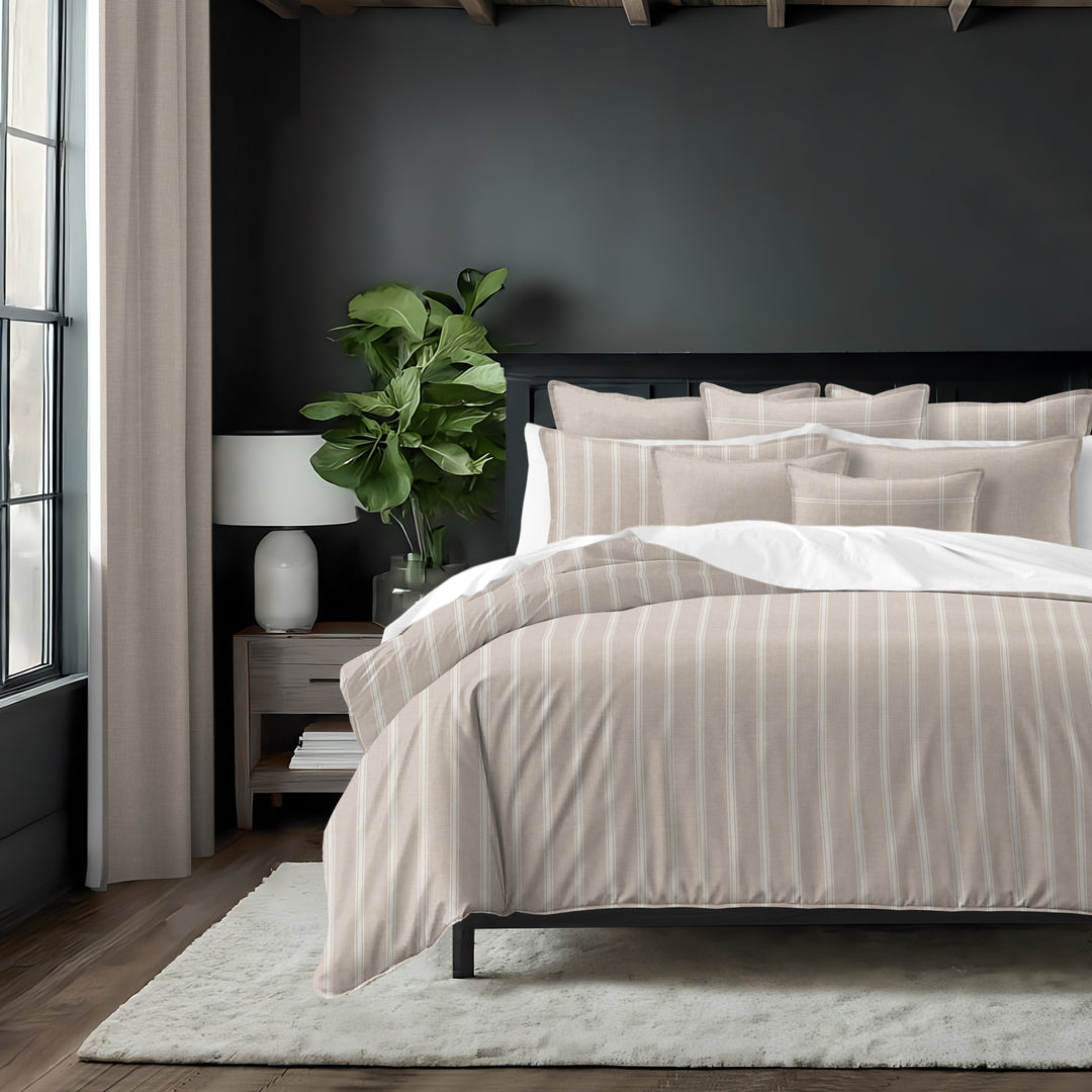 Shay Broad Tic Stripe Natural 8 Piece Coverlet Set Coverlet By Colcha Linens