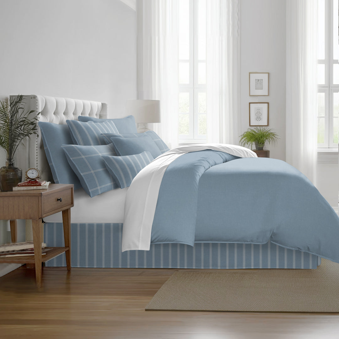 Shay Solid Cornflower Blue 8 Piece Duvet Cover Set Duvet Covers By Colcha Linens