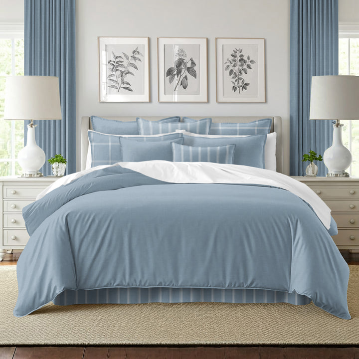 Shay Solid Cornflower Blue 8 Piece Comforter Set Comforter Sets By Colcha Linens