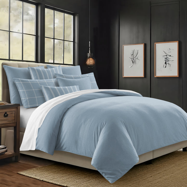 Shay Solid Cornflower Blue 8 Piece Comforter Set Comforter Sets By Colcha Linens