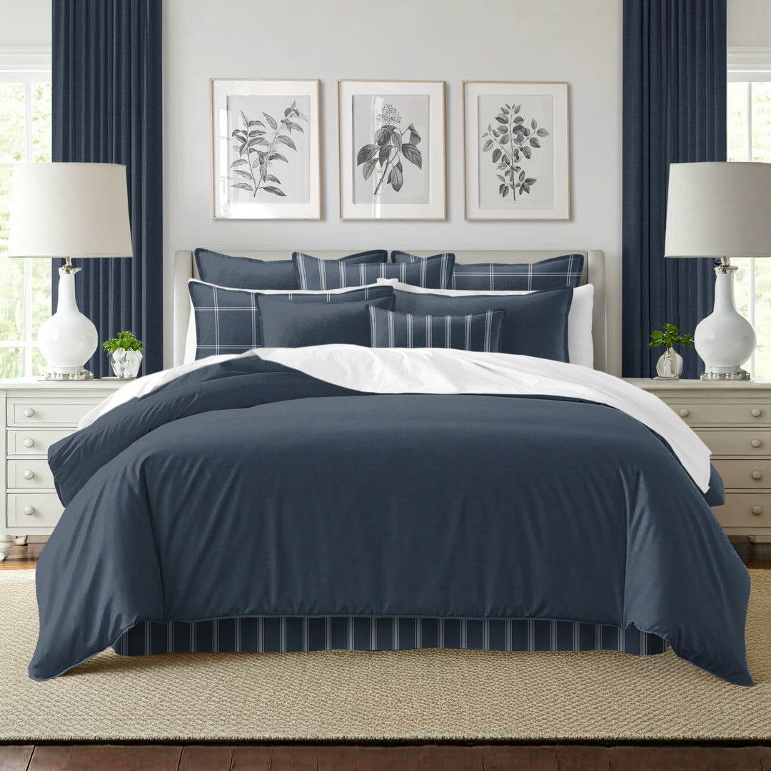 Shay Solid Dark Denim 8 Piece Coverlet Set Coverlet By Colcha Linens