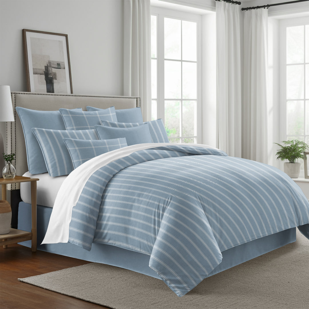 Shay Window Pane Cornflower Blue 8 Piece Duvet Cover Set Duvet Covers By Colcha Linens