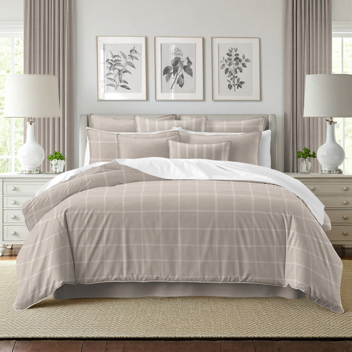 Shay Window Pane Natural 8 Piece Duvet Cover Set Duvet Covers By Colcha Linens