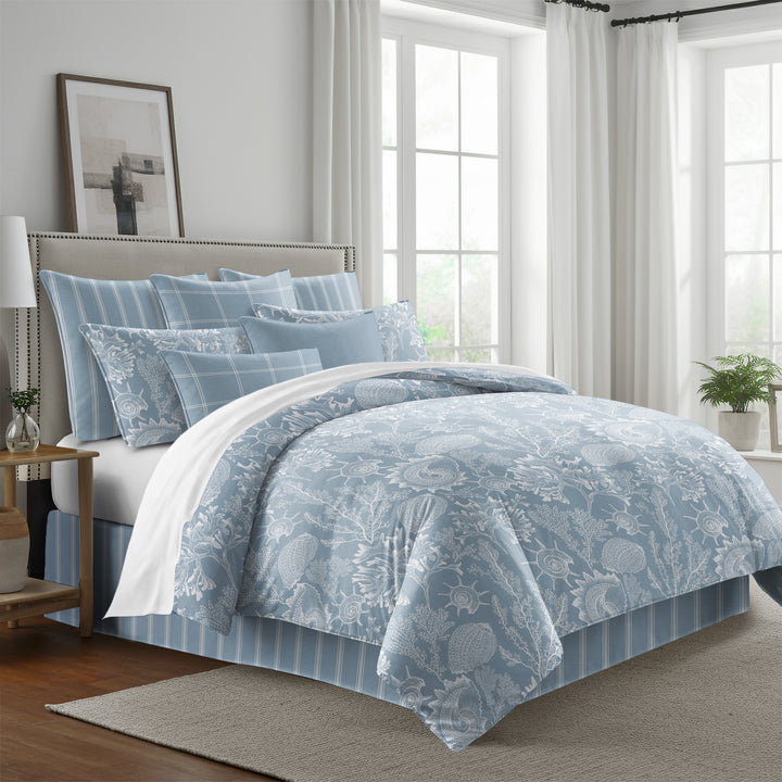 Shellabrate Cornflower Blue 8 Piece Comforter Set Comforter Sets By Colcha Linens