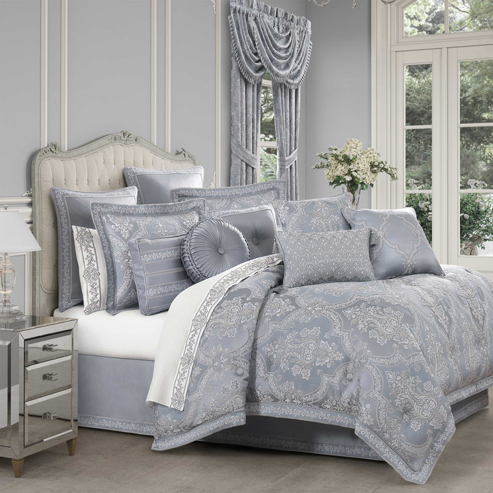 J Queen Sondra Powder Blue 4 Piece Comforter Set in Queen- Final Sale Comforter Sets By US Office - Latest Bedding