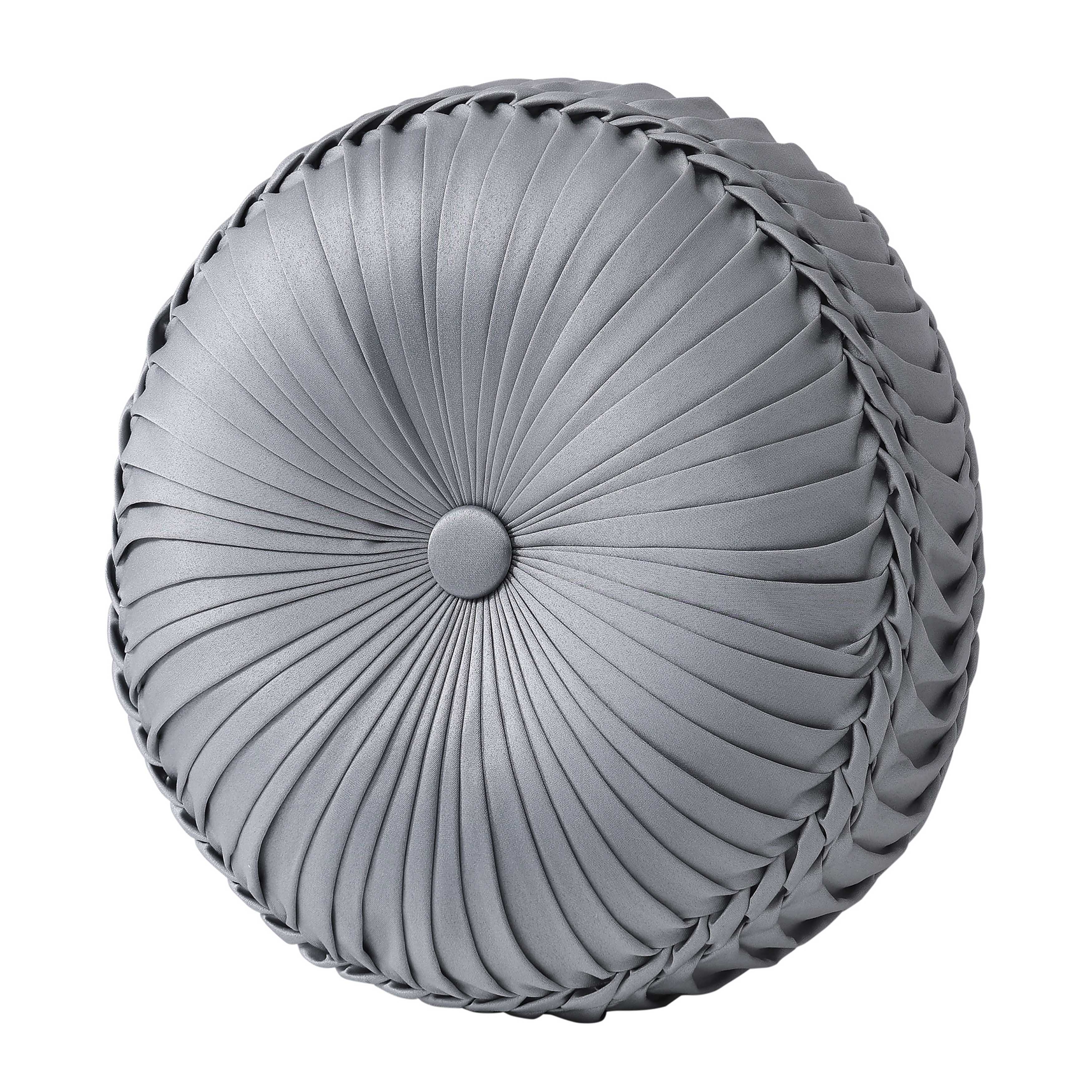 Sondra Powder Blue Tufted Round Decorative Throw Pillow 15