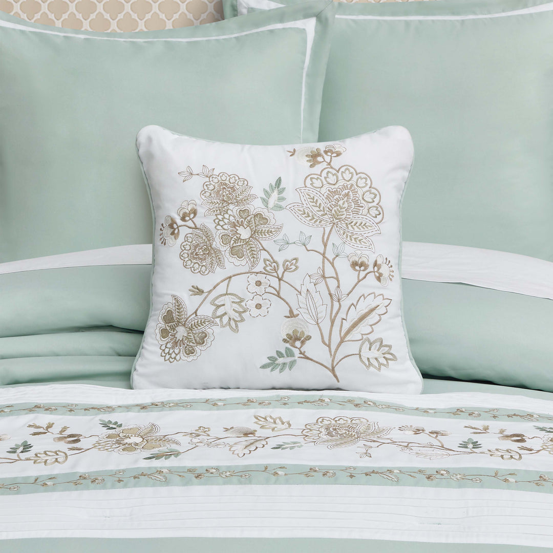 Spring Social Spa Embellished Square Decorative Throw Pillow 16" x 16" Throw Pillows By J. Queen New York