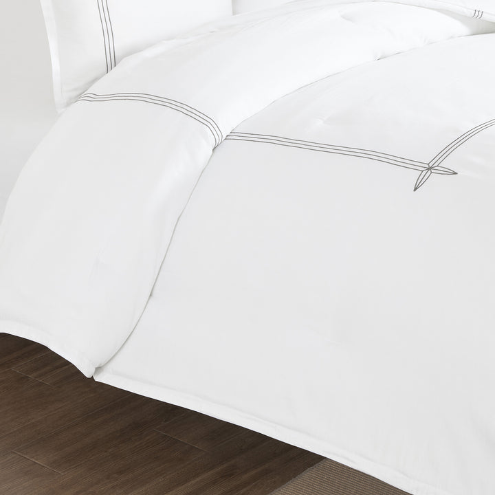 Sylph White/Gray 3 Piece Comforter Set Comforter Sets By Waterford