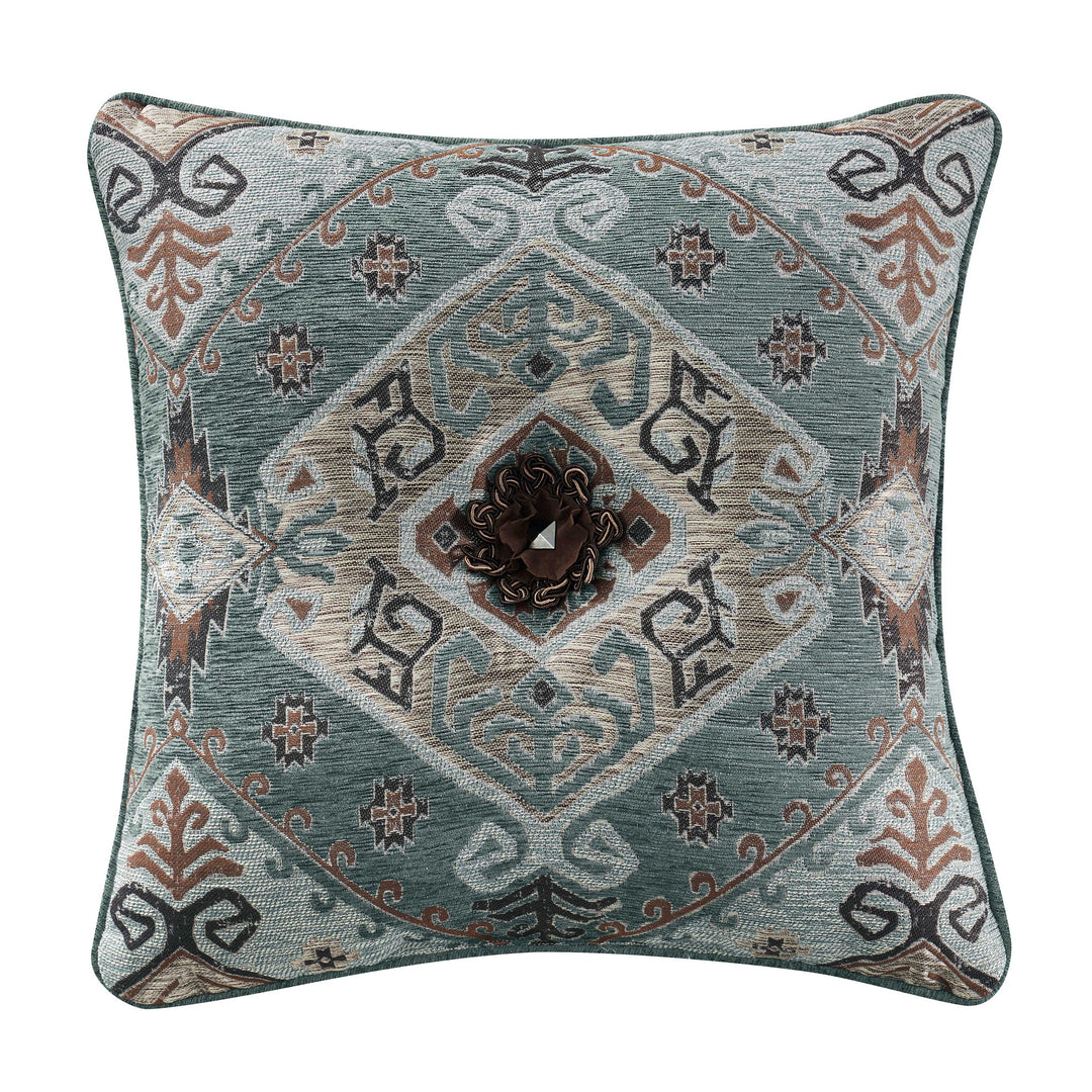 Telluride Turquoise Square Decorative Throw Pillow 18" x 18" Throw Pillows By J. Queen New York