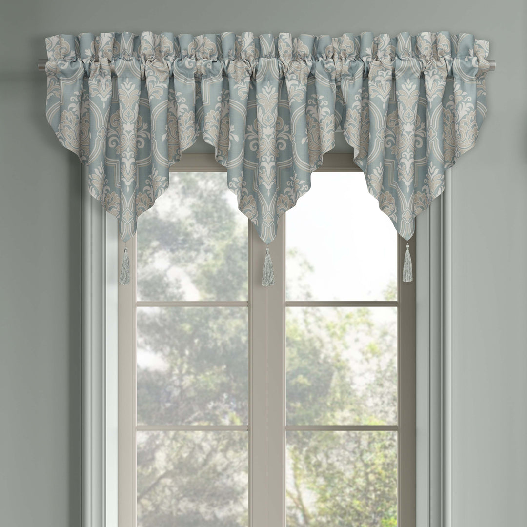 Tranquility Aqua Ascot Window Valance Window Valances By J. Queen New York