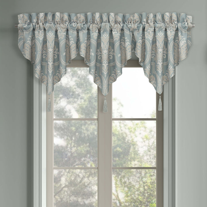 Tranquility Aqua Ascot Window Valance Window Valances By J. Queen New York