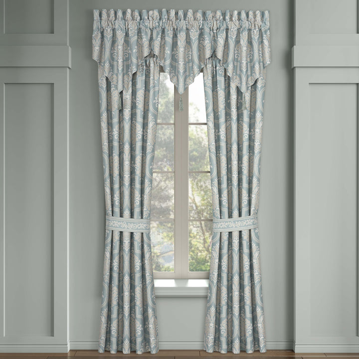 Tranquility Aqua Ascot Window Valance Window Valances By J. Queen New York