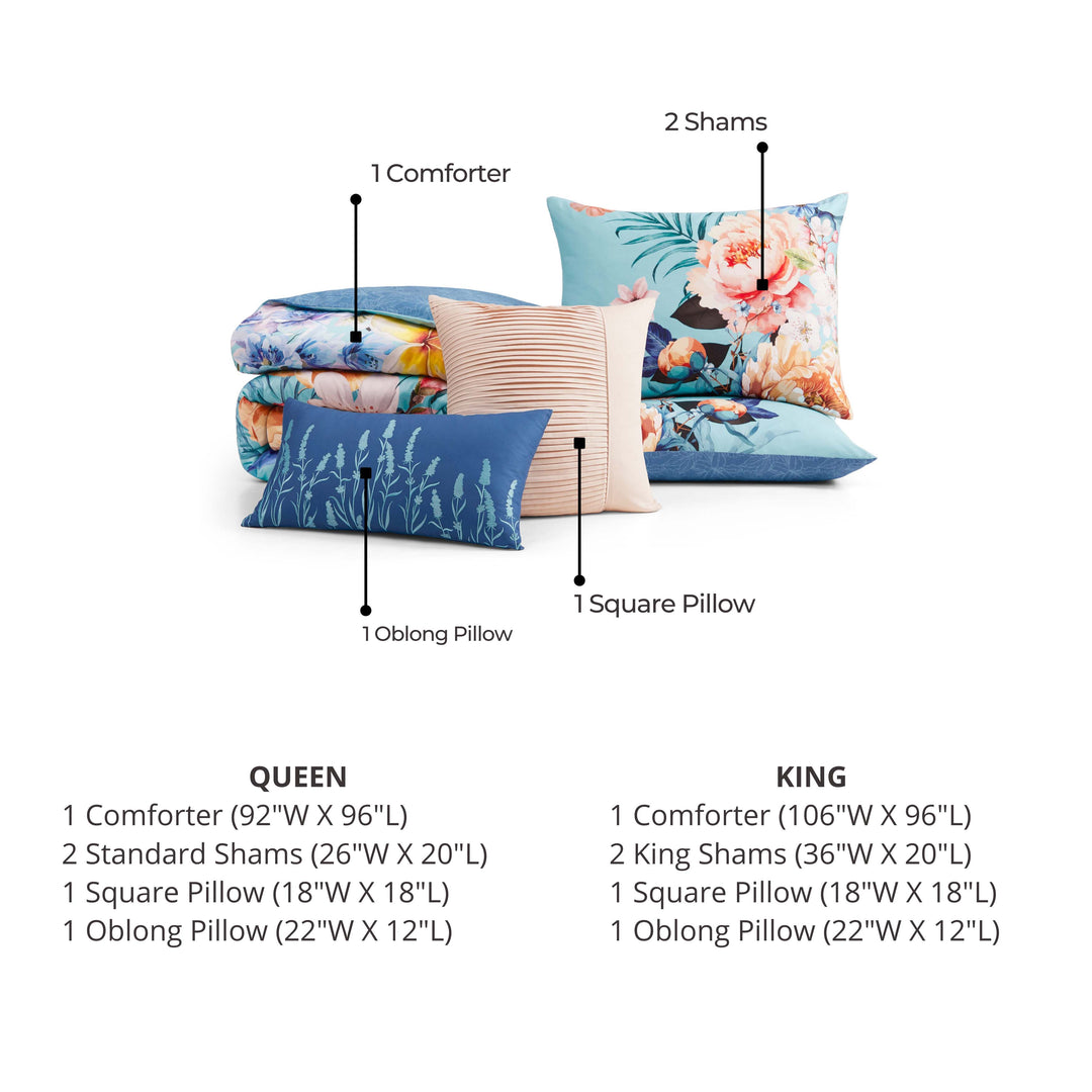 Bebejan Turquoise Reverie 5 Piece Reversible Comforter Set Comforter Sets By Bebejan®