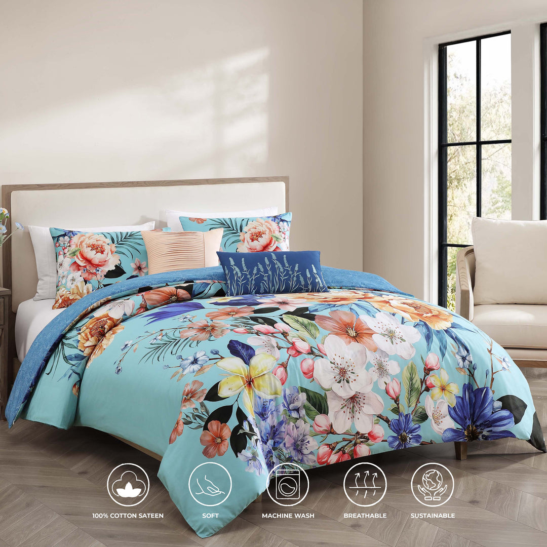 Bebejan Turquoise Reverie 5 Piece Reversible Comforter Set Comforter Sets By Bebejan®