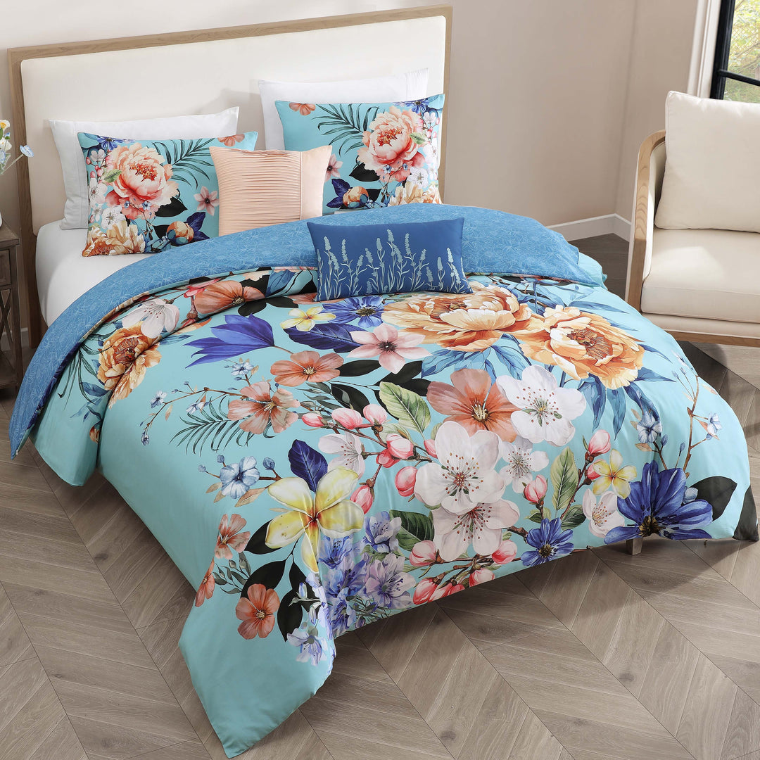 Bebejan Turquoise Reverie 5 Piece Reversible Comforter Set Comforter Sets By Bebejan®