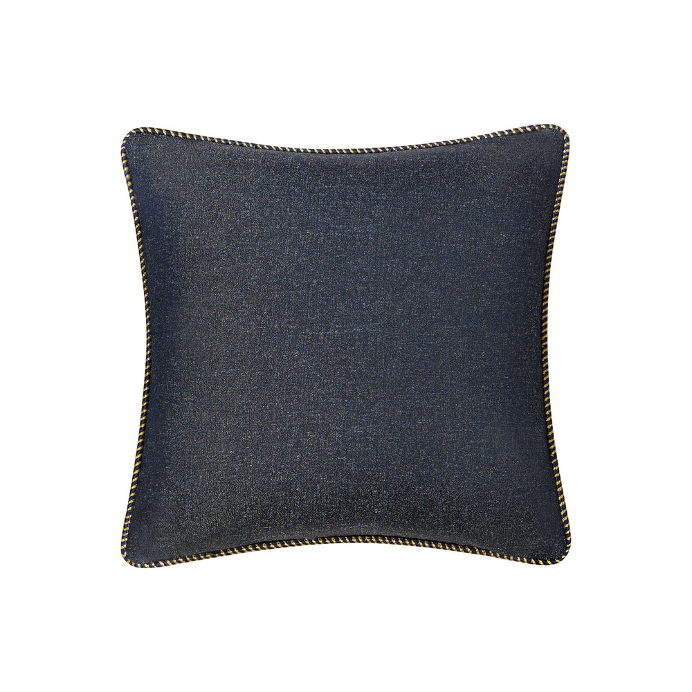 Vaughn Navy/Gold Square Decorative Throw Pillow 18" x 18" Throw Pillows By Waterford