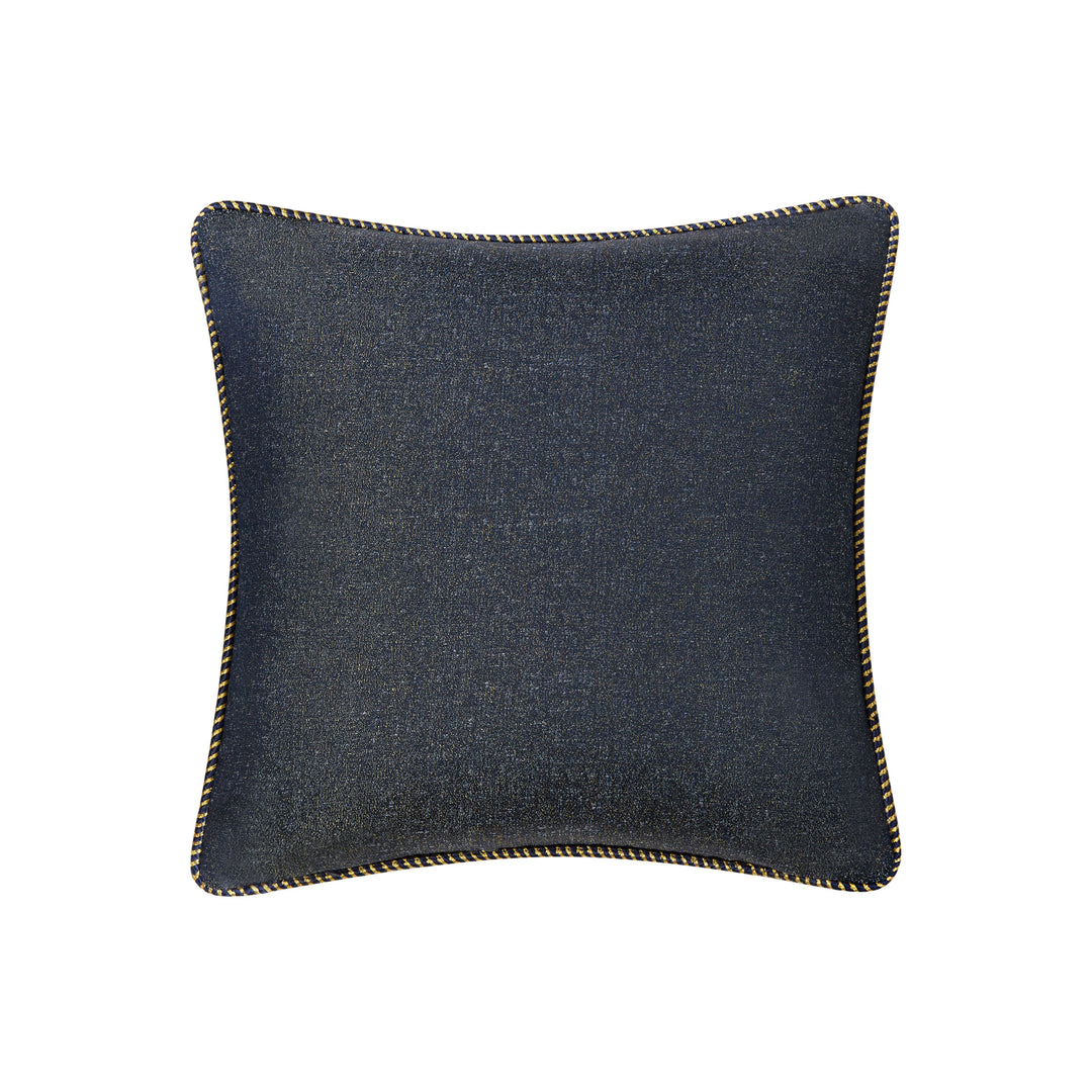 Vaughn Navy/Gold Square Decorative Throw Pillow 18" x 18" Throw Pillows By Waterford