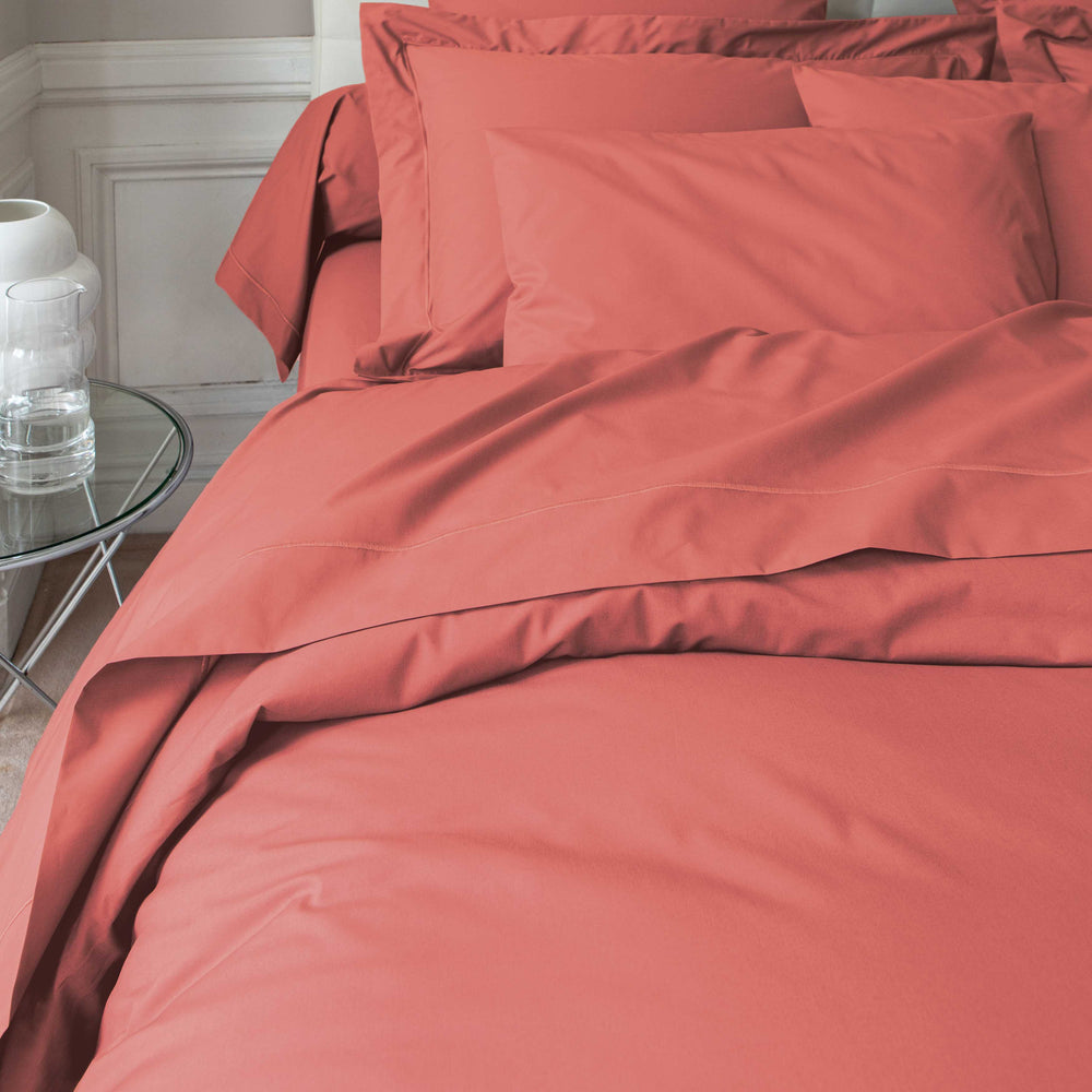 Vexin Terracotta 100% Cotton Percale Duvet Cover Duvet Covers By Anne de Solène