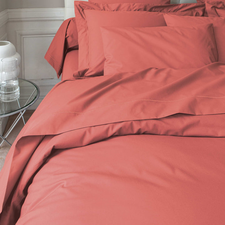 Vexin Terracotta 100% Cotton Percale Duvet Cover Duvet Covers By Anne de Solène