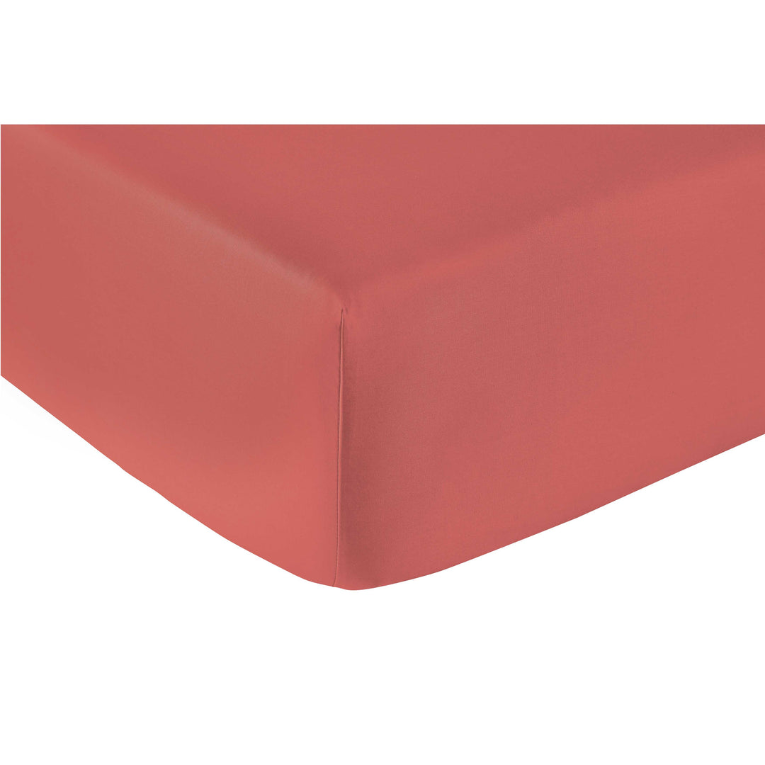 Vexin Terracotta 100% Cotton Percale Fitted Sheet Fitted Sheet By Anne de Solène