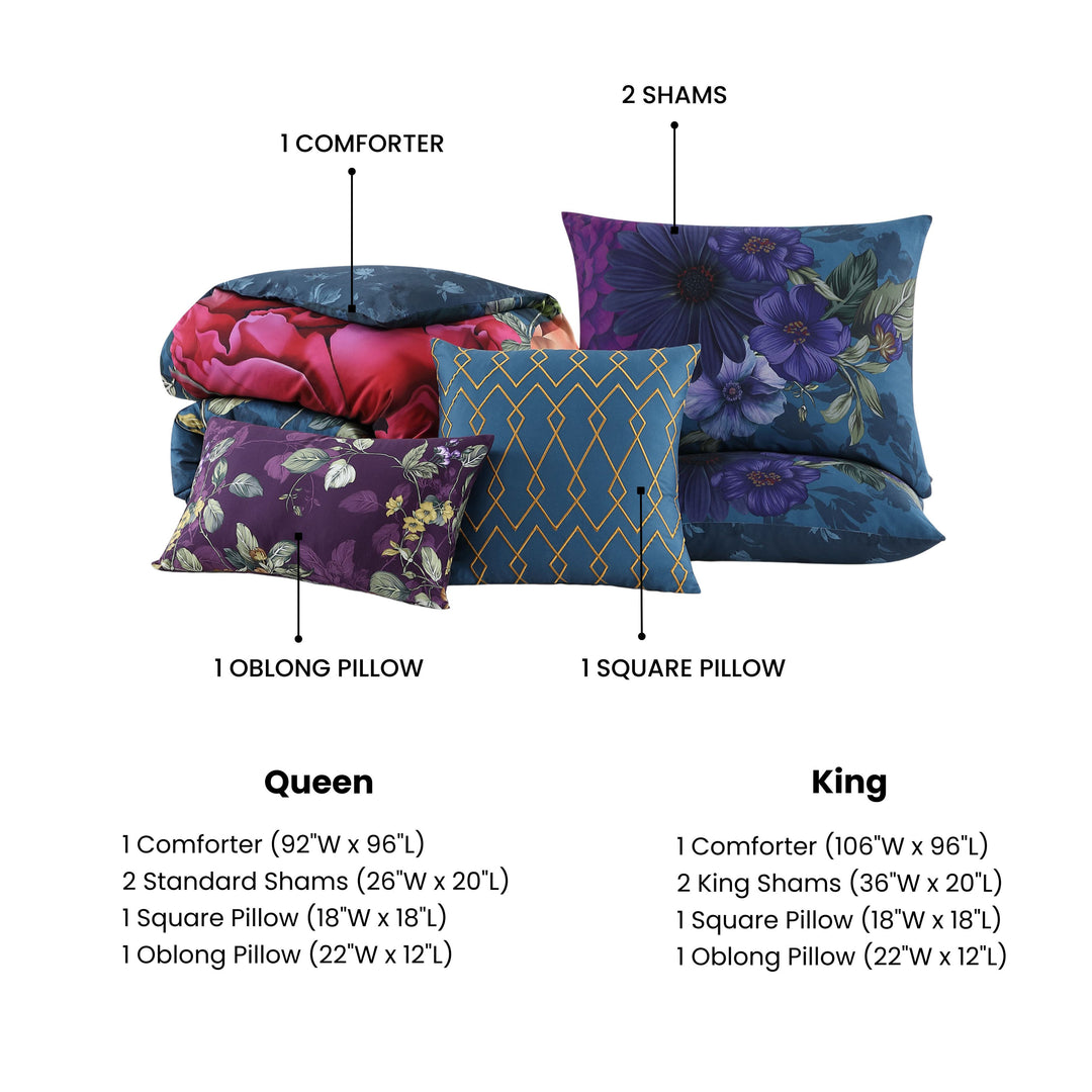 Bebejan Vibrant Flora 5 Piece Reversible Comforter Set Comforter Sets By Bebejan®