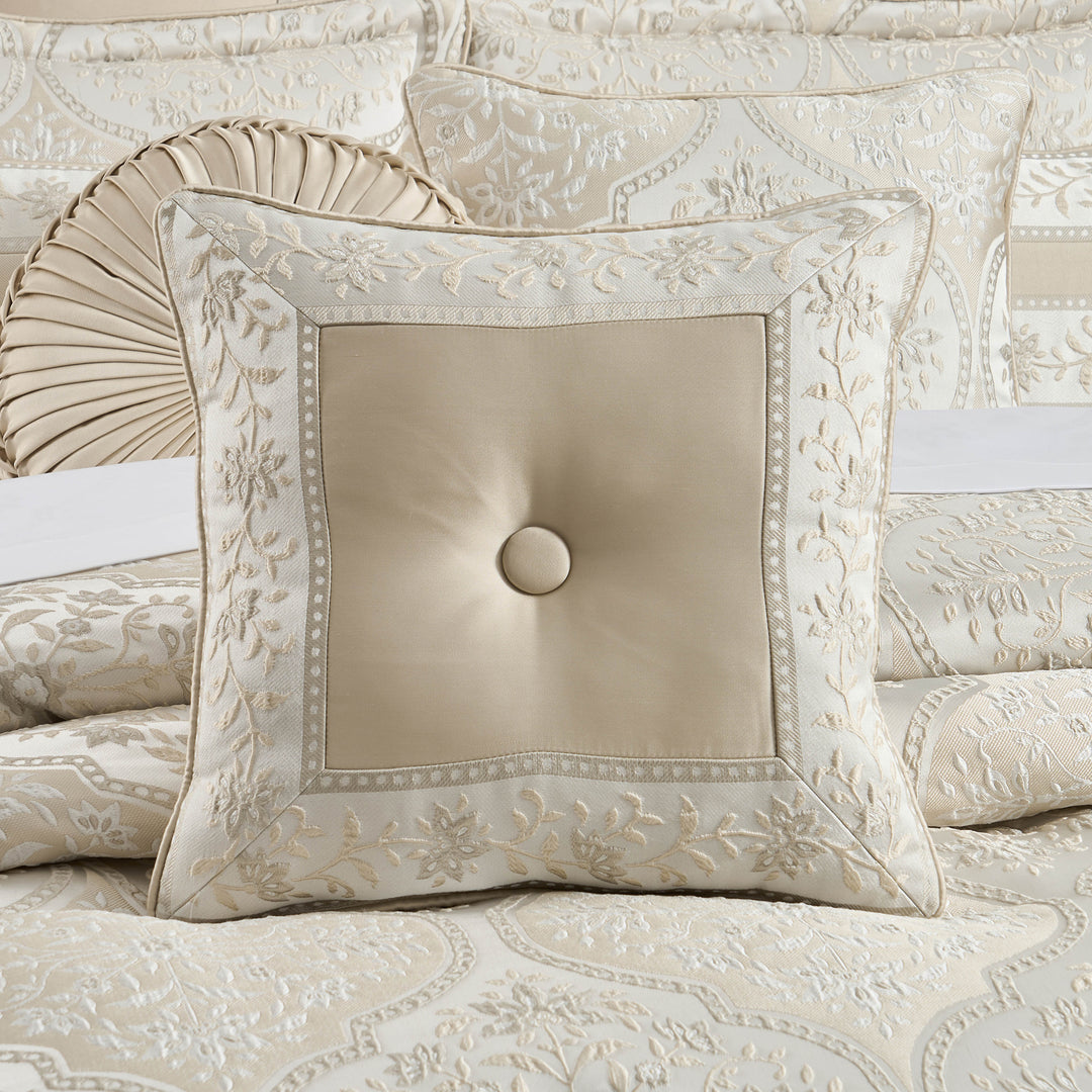 Viola Ivory Square Decorative Throw Pillow 18" x 18" Throw Pillows By J. Queen New York