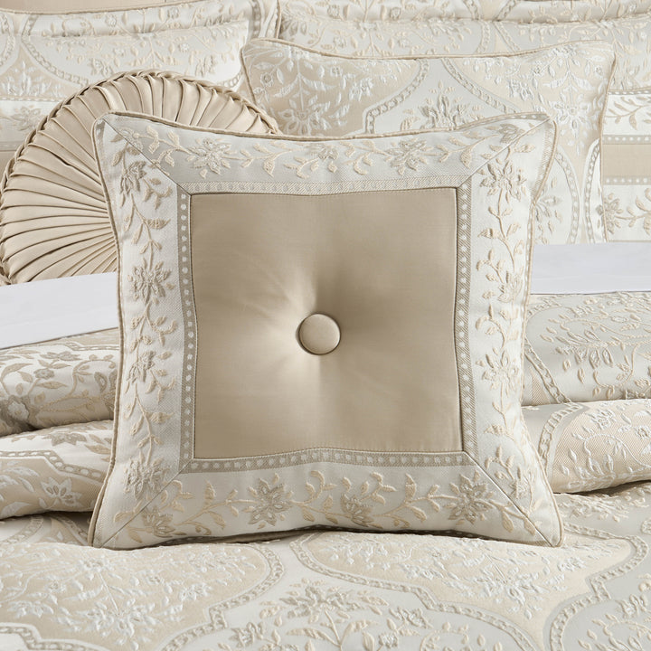 Viola Ivory Square Decorative Throw Pillow 18" x 18" Throw Pillows By J. Queen New York