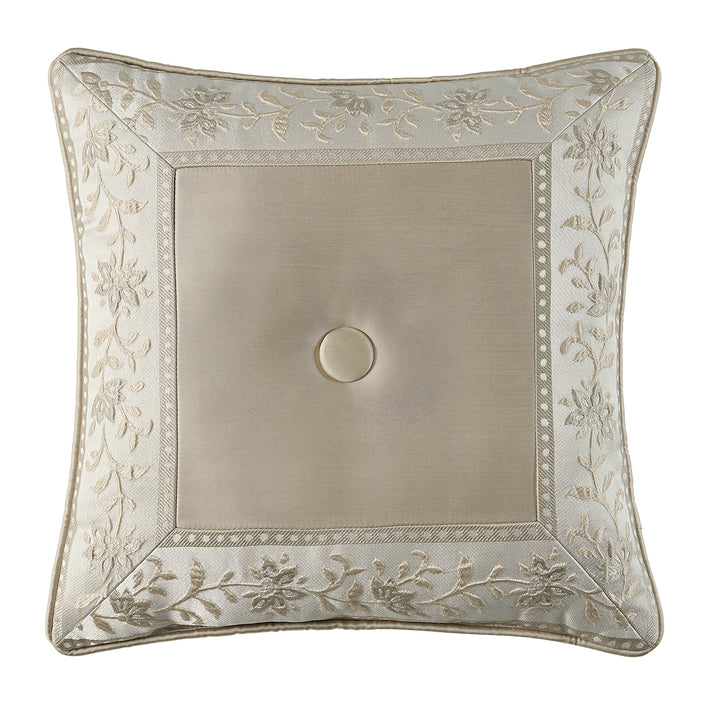 Viola Ivory Square Decorative Throw Pillow 18" x 18" Throw Pillows By J. Queen New York