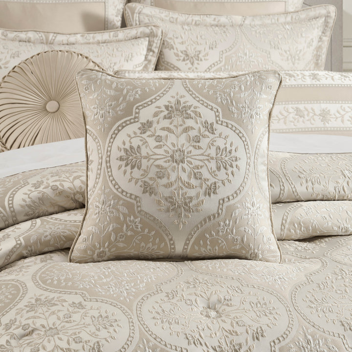 Viola Ivory Square Decorative Throw Pillow 20" x 20" Throw Pillows By J. Queen New York