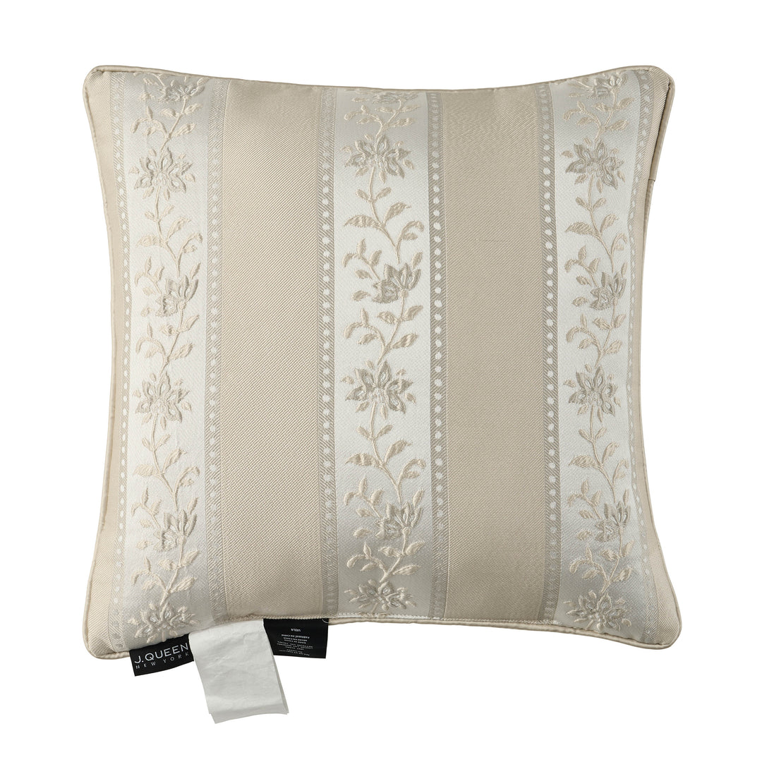 Viola Ivory Square Decorative Throw Pillow 20" x 20" Throw Pillows By J. Queen New York