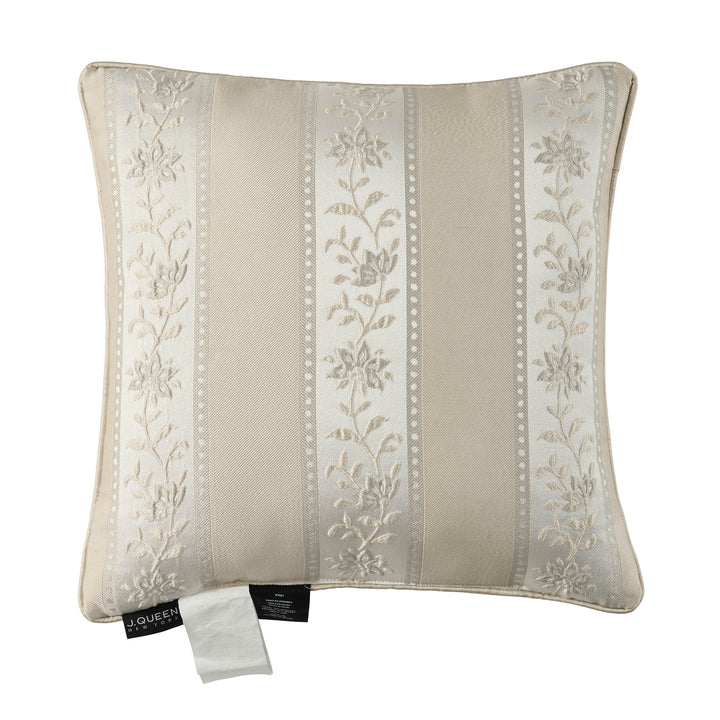 Viola Ivory Square Decorative Throw Pillow 20" x 20" Throw Pillows By J. Queen New York