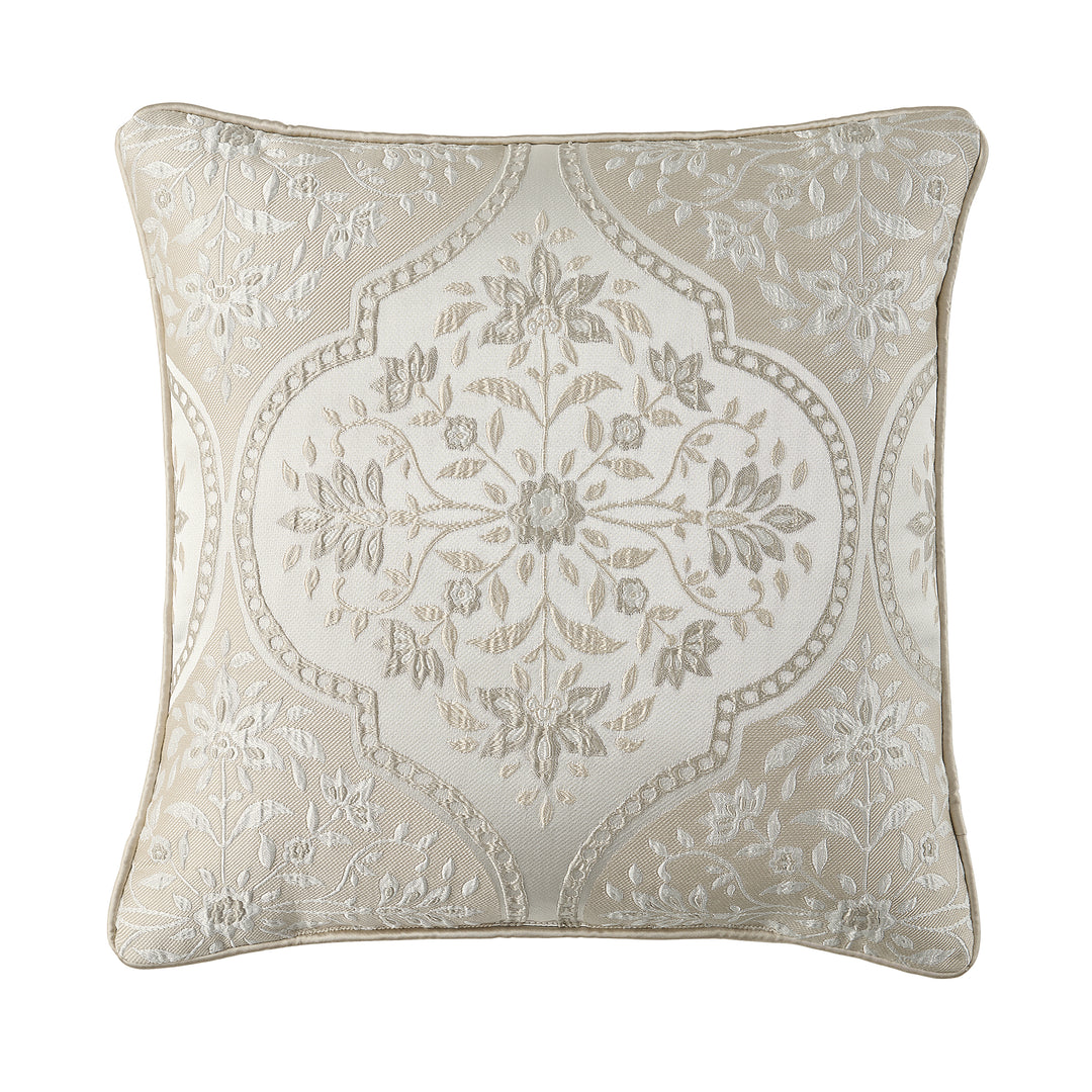 Viola Ivory Square Decorative Throw Pillow 20" x 20" Throw Pillows By J. Queen New York
