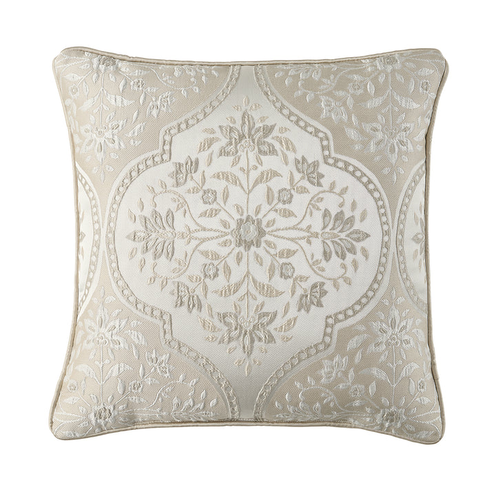 Viola Ivory Square Decorative Throw Pillow 20" x 20" Throw Pillows By J. Queen New York