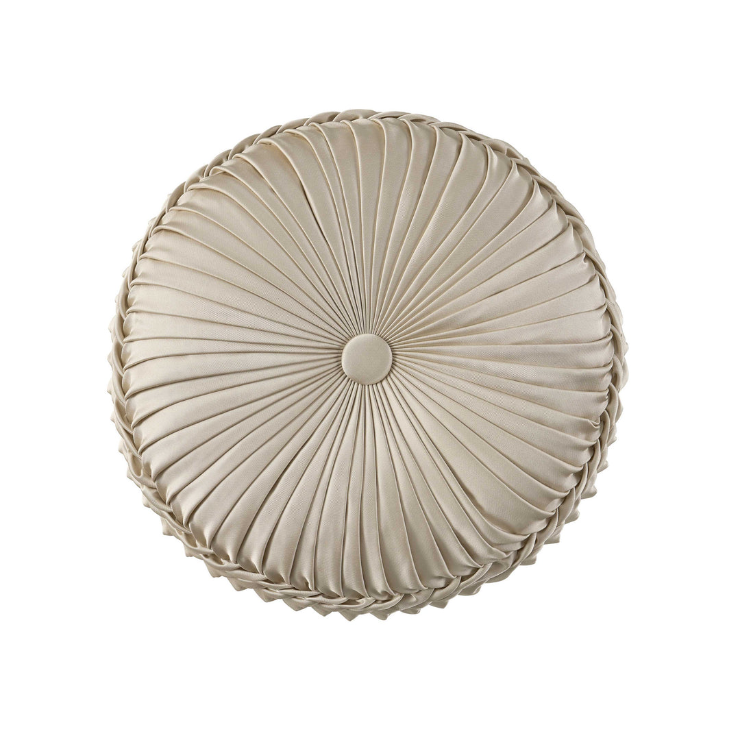 Viola Ivory Tufted Round Decorative Throw Pillow 15" x 15" Throw Pillows By J. Queen New York