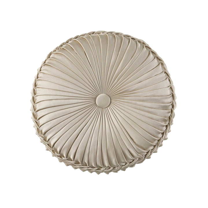 Viola Ivory Tufted Round Decorative Throw Pillow 15" x 15" Throw Pillows By J. Queen New York