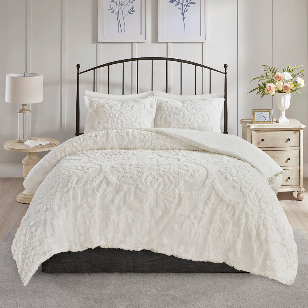 Viola Off-White 3 Piece Comforter Set Comforter Sets By JLA HOME/Olliix (E & E Co., Ltd)