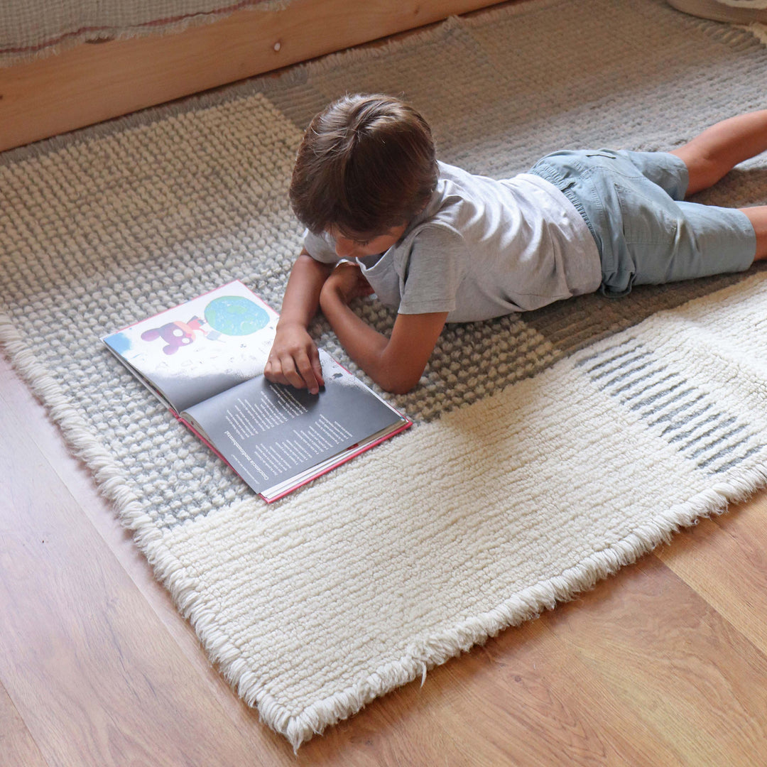 Pink Nose Sheep Kaia Blue Woolable Rug Rug By Lorena Canals