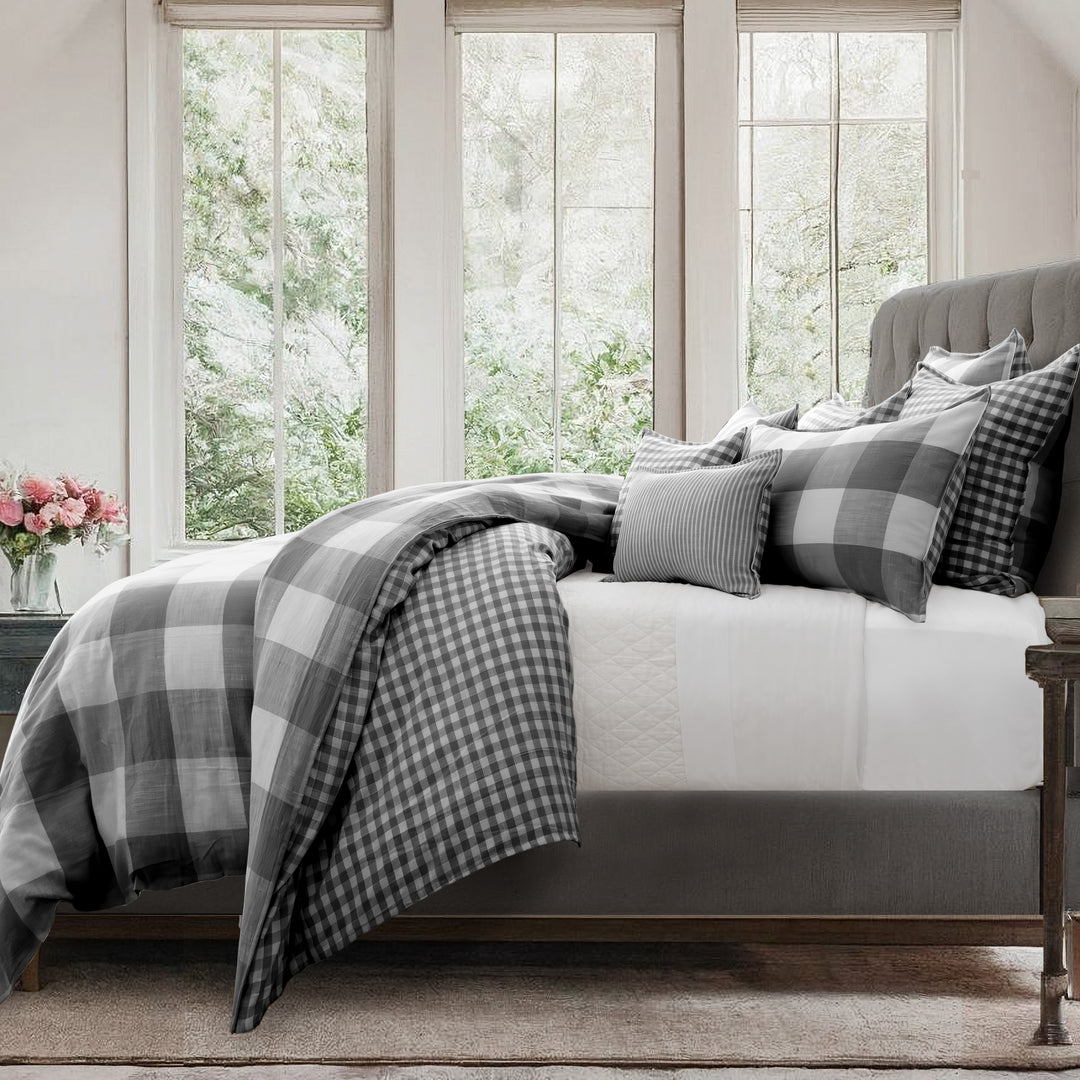 Walker Buffalo Reverse to Check Iron/Ivory 8 Piece Coverlet Set Coverlet By Colcha Linens