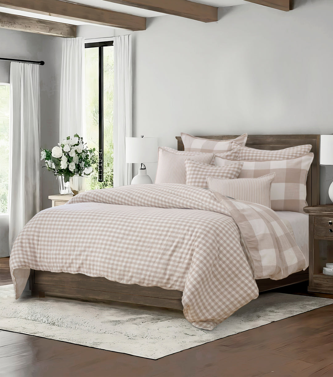 Walker Buffalo Reverse to Check Natural/Ivory 8 Piece Coverlet Set Coverlet By Colcha Linens